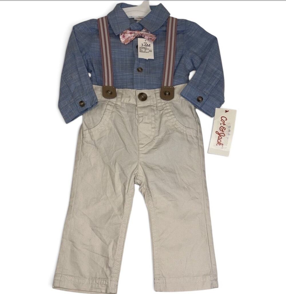 NWT! Baby Boy Dress Up Set Cat & Jack Bow Tie & Suspenders 3-6 Months